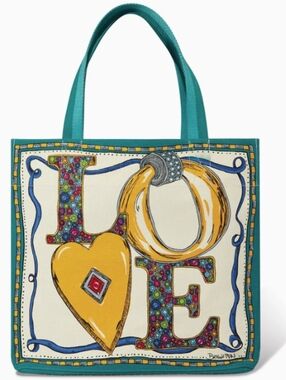 NWT Brighton | Charmed Holiday Love Large Tote Multi Color Colorful Canvas Women